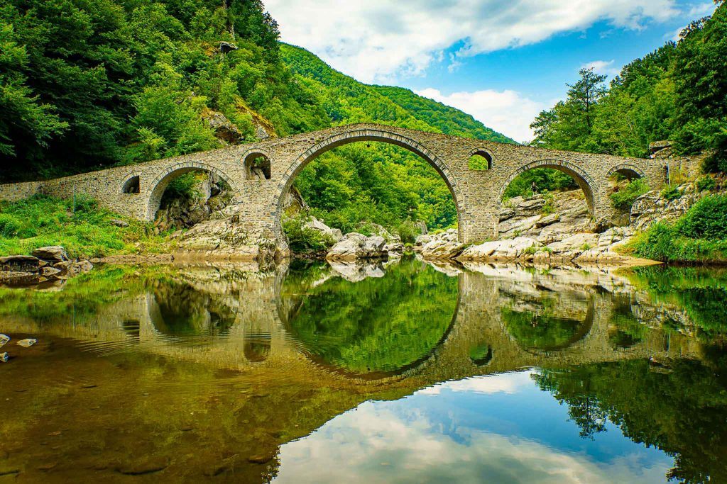 The Devil’s Bridge, a 16th-century Ottoman stone bridge near Ardino in the Rhodope Mountains, Bulgaria.